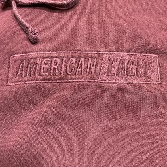 American Eagle Hoodie Men's Small Red Maroon Sweatshirt Long Sleeve Pockets - Picture 10 of 13